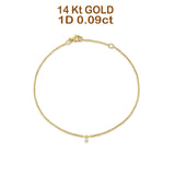 14K Yellow Gold 7" Round Natural Diamond Charm Bracelet Wholesale