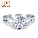 Round Halo Split Shank CZ Ring