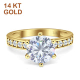 14K Yellow Gold Round Cubic Zirconia Vintage Style Ring Wholesale