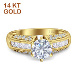 14K Yellow Gold Round Cubic Zirconia Bridal Ring Wholesale