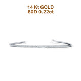14K White Gold 7" Open Bangle Round Natural Diamond Cuff Bracelet Wholesale