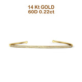 14K Yellow Gold 7" Open Bangle Round Natural Diamond Cuff Bracelet Wholesale