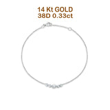 14K White Gold 7" Link Chain Five Circle Bracelet Round & Baguette Diamond Wholesale