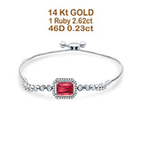 14K White Gold Emerald Cut Ruby Adjustable Bolo Chain Bracelet Natural Diamond Wholesale