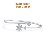 14K White Gold 2.2mm Palm Tree Bangle Bracelet Round Natural Diamond Wholesale