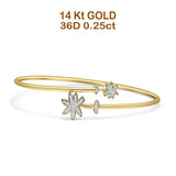 14K Yellow Gold 2.2mm Palm Tree Bangle Bracelet Round Natural Diamond Wholesale