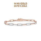 14K Rose Gold 4mm Paperclip Bracelet Interlock Round Natural Diamond Wholesale