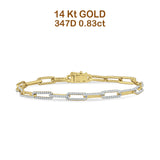 14K Yellow Gold 4mm Paperclip Bracelet Interlock Round Natural Diamond Wholesale
