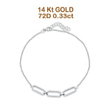 14K White Gold 7"-9" Paperclip Link Chain Bracelet Round Natural Diamond Wholesale