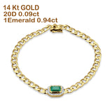 Green Emerald & Diamond Cuban Bracelet