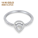 Pear Teardrop Halo Round Diamond Ring