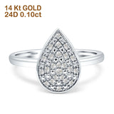 Pear Teardrop Cluster Natural Diamond Ring