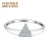 Triangular Band 6mm Cluster Natural Diamond Ring 14K White Gold Wholesale