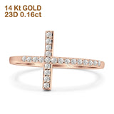 Half Eternity Natural Diamond Cross Ring