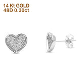 Solid 14K White Gold 8mm Heart Shaped Diamond Stud Earrings Wholesale