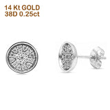 Solid 14K White Gold 8mm Round Circle Diamond Stud Earring Wholesale