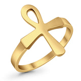 Yellow Ankh Cross Ring 