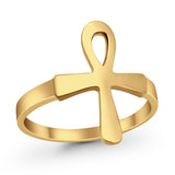 Yellow Ankh Cross Ring 