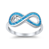 Infinity Heart Promise Ring Lab Created Blue Opal 925 Sterling Silver