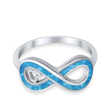 Infinity Heart Promise Ring Lab Created Blue Opal 925 Sterling Silver
