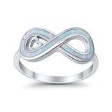Infinity Heart Promise Ring Lab Created White Opal 925 Sterling Silver