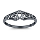 925 Sterling Silver Black Tone Pentagram Star Celtic Filigree Design Ring Wholesale