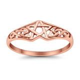 925 Sterling Silver Rose Tone Pentagram Star Celtic Filigree Design Ring Wholesale