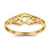 925 Sterling Silver Black Yellow Pentagram Star Celtic Filigree Design Ring Wholesale
