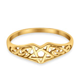 925 Sterling Silver Black Yellow Pentagram Star Celtic Filigree Design Ring Wholesale