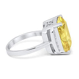 Wedding Ring Radiant Cut Simulated Yellow CZ 925 Sterling Silver
