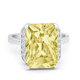 Wedding Ring Radiant Cut Simulated Yellow CZ 925 Sterling Silver