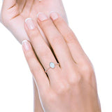 Halo Fashion Ring Oval Rose Tone, Lab Created White Opal Accent 925 Sterling Silver