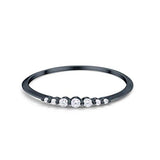 Half Eternity Wedding Ring Round Black Tone, Simulated CZ 925 Sterling Silver