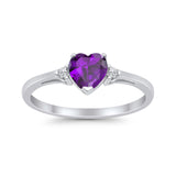 Heart Promise Engagement Ring Simulated Amethyst CZ 925 Sterling Silver