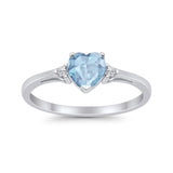 Heart Promise Engagement Ring Simulated Aquamarine CZ 925 Sterling Silver