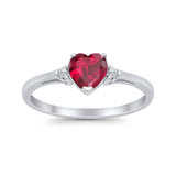 Heart Promise Engagement Ring Simulated Ruby CZ 925 Sterling Silver