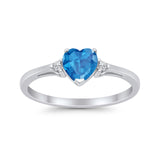Heart Promise Engagement Ring Simulated Blue Topaz CZ 925 Sterling Silver
