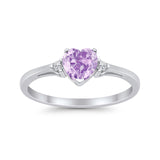 Heart Promise Engagement Ring Simulated Lavender CZ 925 Sterling Silver