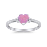 Heart Promise Engagement Ring Lab Created Pink Opal 925 Sterling Silver