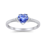 Heart Promise Engagement Ring Simulated Tanzanite CZ 925 Sterling Silver
