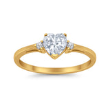 Heart Promise  Engagement Ring Yellow Tone, Simulated CZ 925 Sterling Silver