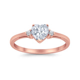 Heart Promise Rose Tone, Simulated CZ Wedding Ring 925 Sterling Silver