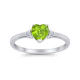 Heart Promise Simulated Peridot CZ Wedding Ring 925 Sterling Silver
