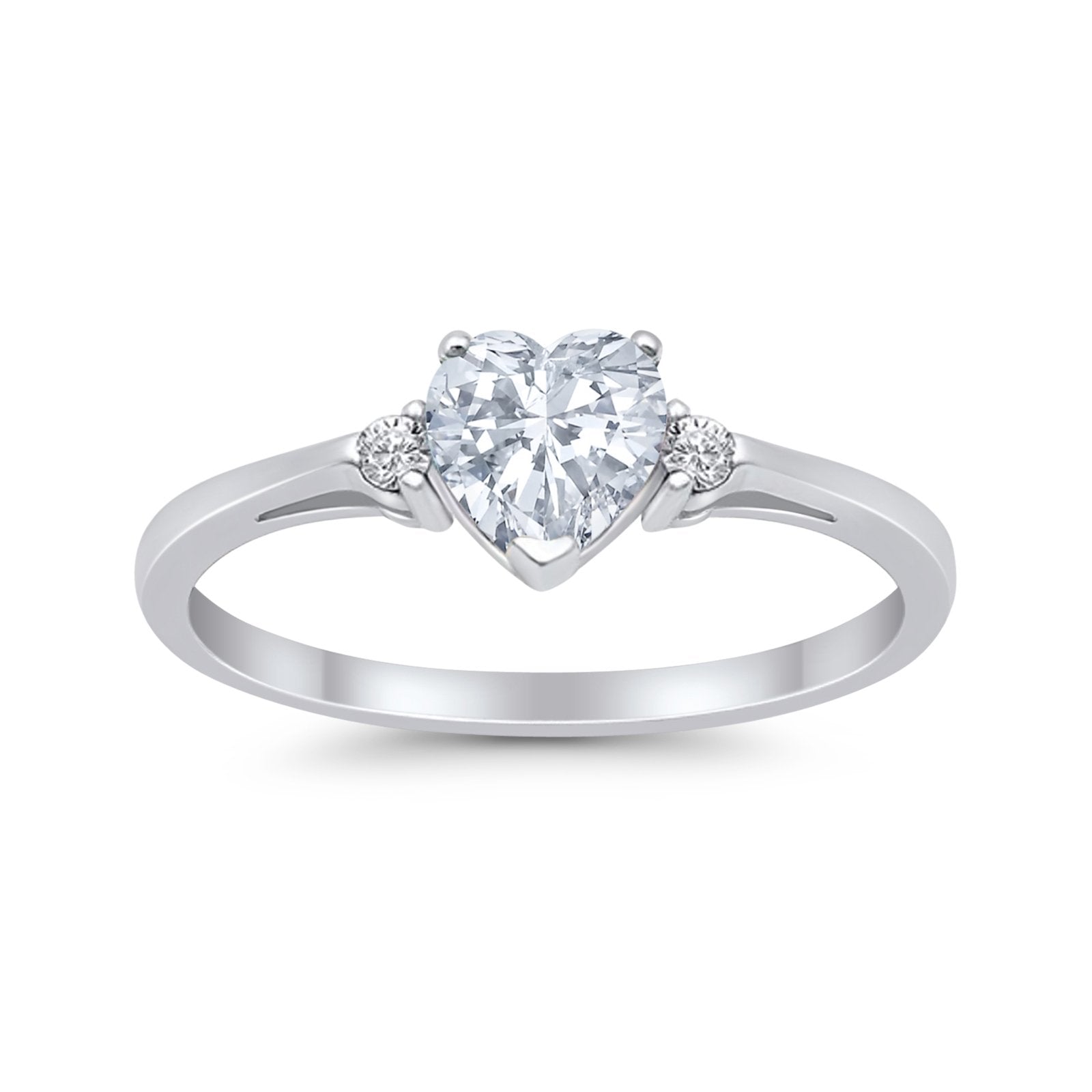 Heart Promise Ring Wedding Engagement Simulated CZ 925 Sterling Silver