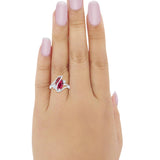 Swirl Fashion Ring Marquise Simulated Ruby CZ 925 Sterling Silver