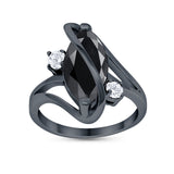 Swirl Fashion Ring Marquise Black Tone, Simulated Black CZ 925 Sterling Silver