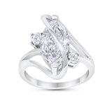 Swirl Fashion Ring Marquise Simulated Cubic Zirconia 925 Sterling Silver