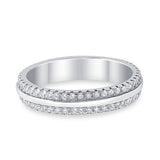 Double Row Full Eternity Ring Round Simulated Cubic Zirconia 925 Sterling Silver