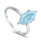 Solitaire Wedding Ring Marquise Simulated Aquamarine CZ 925 Sterling Silver