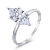 Solitaire Wedding Ring Marquise Simulated Cubic Zirconia 925 Sterling Silver